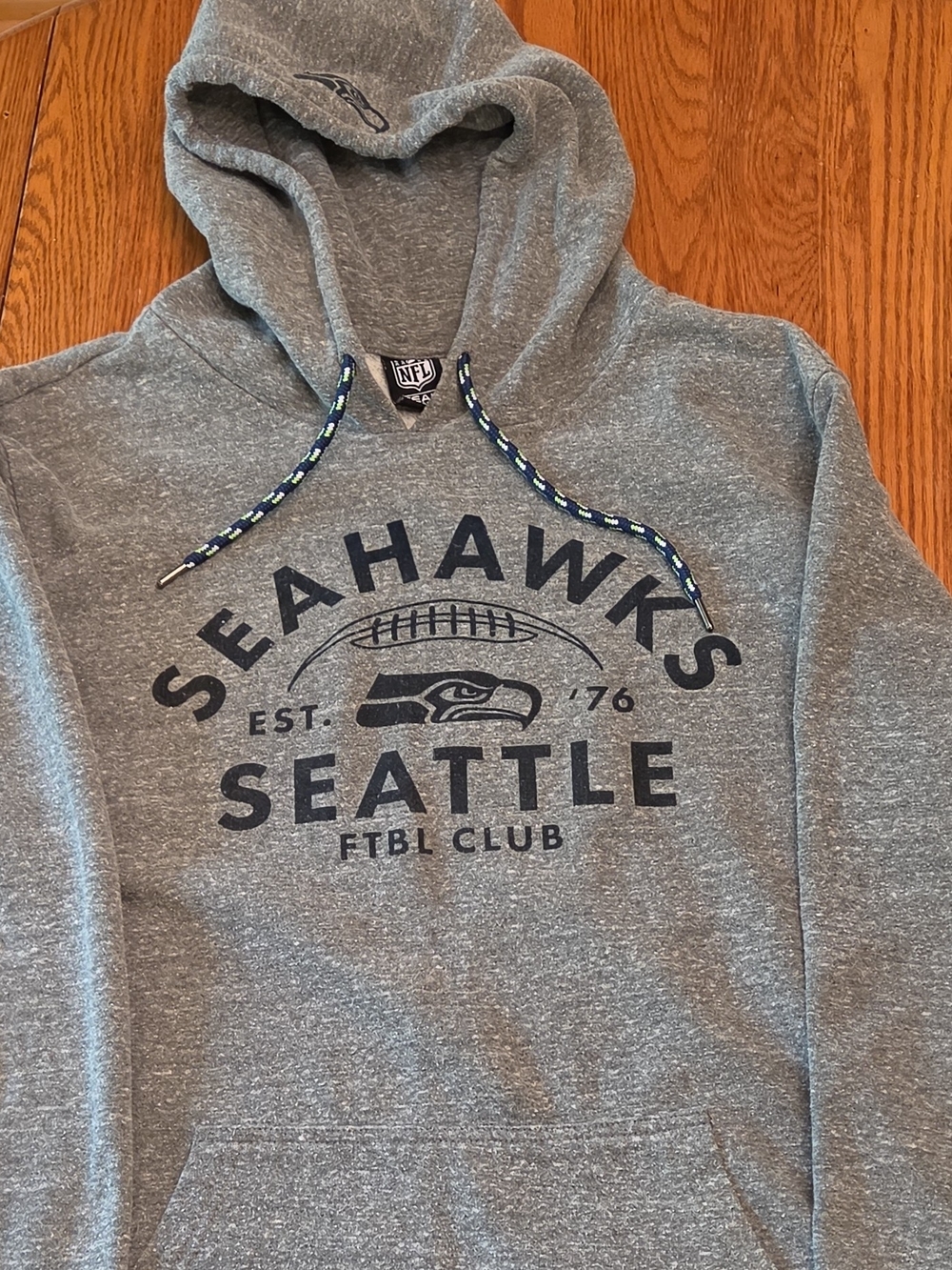 NFL Seattle Seahawks Gray Crewneck Sweatshirt with Navy Logo